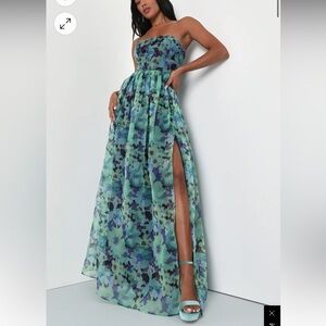 Lulus Wonderful Waltz Strapless Bustier Maxi Dress
